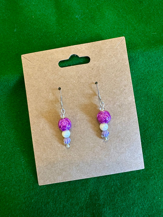Pink Rose Earrings